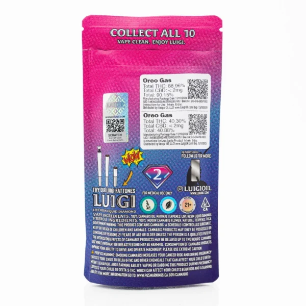 Luigi-Live-Resin-Liquid-Diamond-Pluma-de-Wax-2G-Pre-roll-0.5G-Oreo-Gas-Reverso Luigi | Pluma de Wax 2G + Pre-roll 0.5G